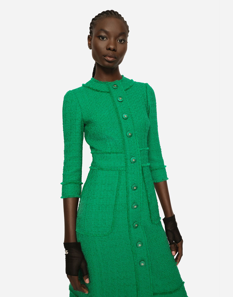 Dolce & Gabbana Raschel tweed midi dress Green F6ARXTFMMHN