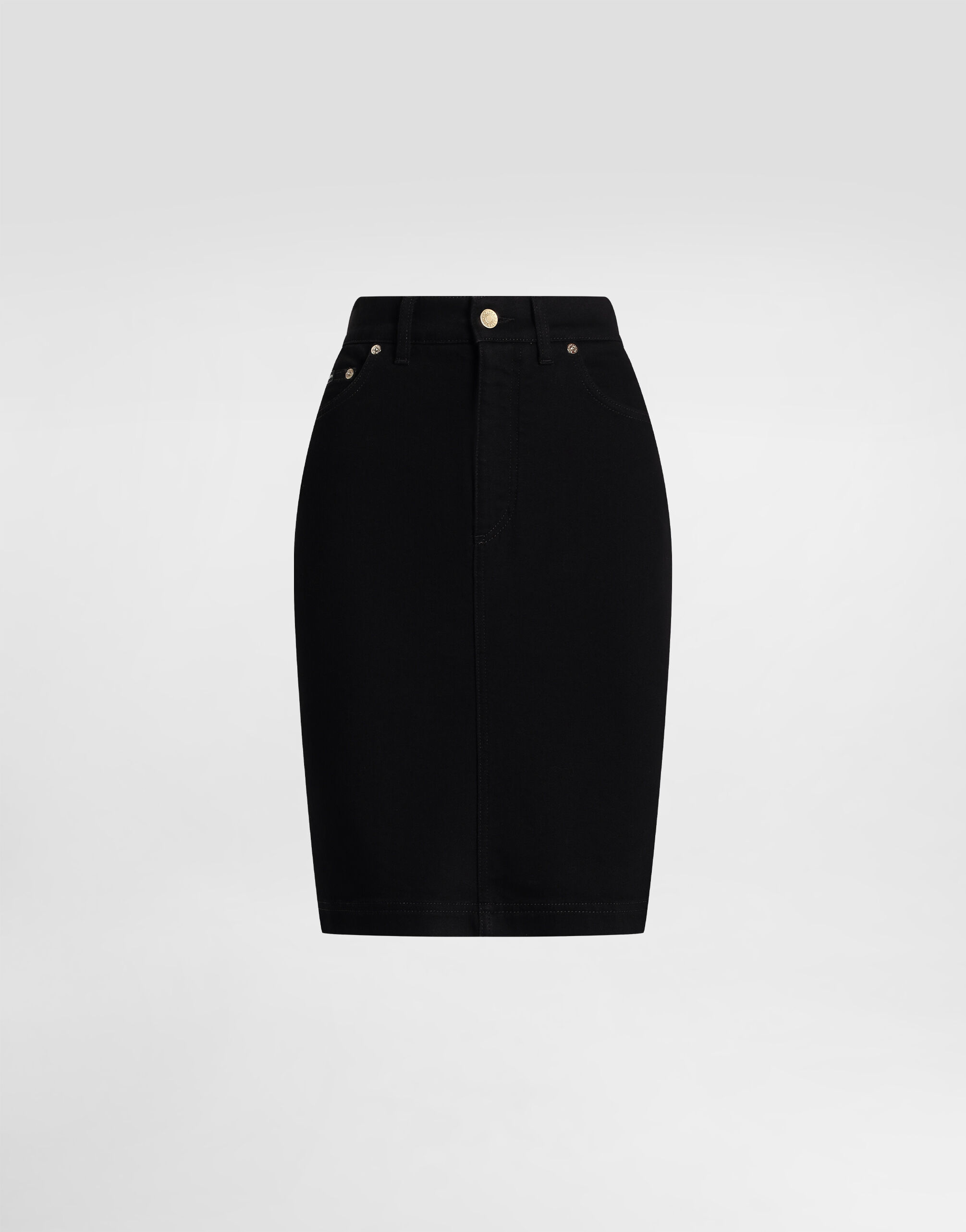 Blackのウィメンズ Lace calf-length pencil skirt with