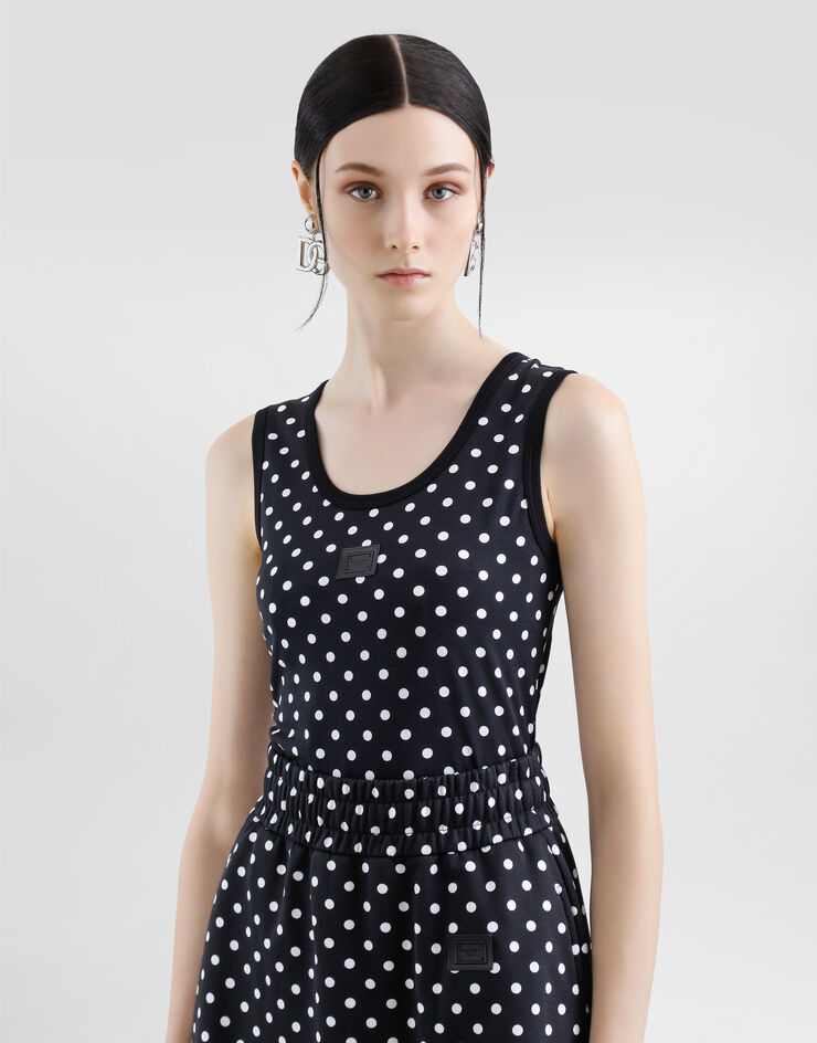 Dolce & Gabbana Cropped jersey tank top with polka-dot print Multicolor F8V41THS7QE