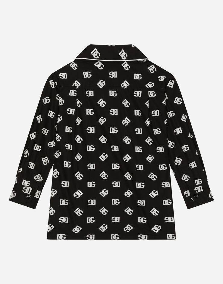 Dolce&Gabbana Pyjamahemd aus Popeline DG-Logoprint Mehrfarbig L43S72G7IJ3