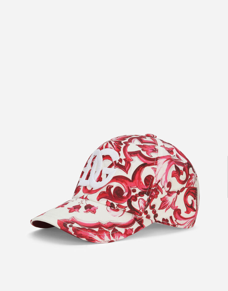 Dolce&Gabbana Casquette de base-ball avec logo DG brodé et imprimé majoliques Multicolore LB5H11G7J5N