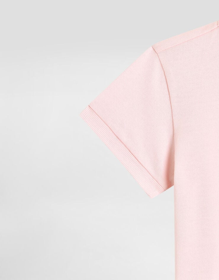 Dolce & Gabbana Jersey t-shirt with leopard print and bow Pink L2JTJTG7PNN