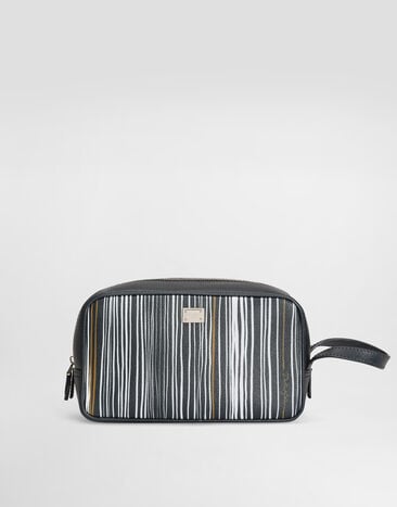 Dolce & Gabbana Stripe-print toiletry bag in calfskin Multicolor BT3310A0843
