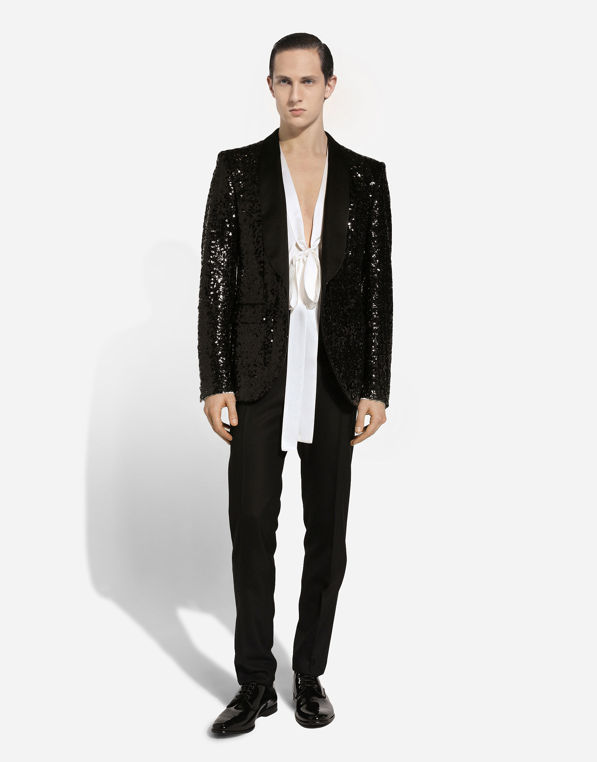 Single-breasted Sicilia-fit jacket with sequin embellishment in