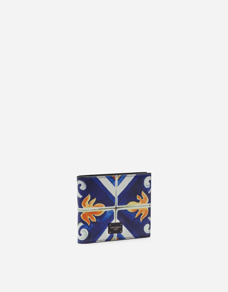 Dolce & Gabbana Bi-fold wallet in dauphine calfskin with maiolica print MAIOLICA PRINT BP1321AZ657