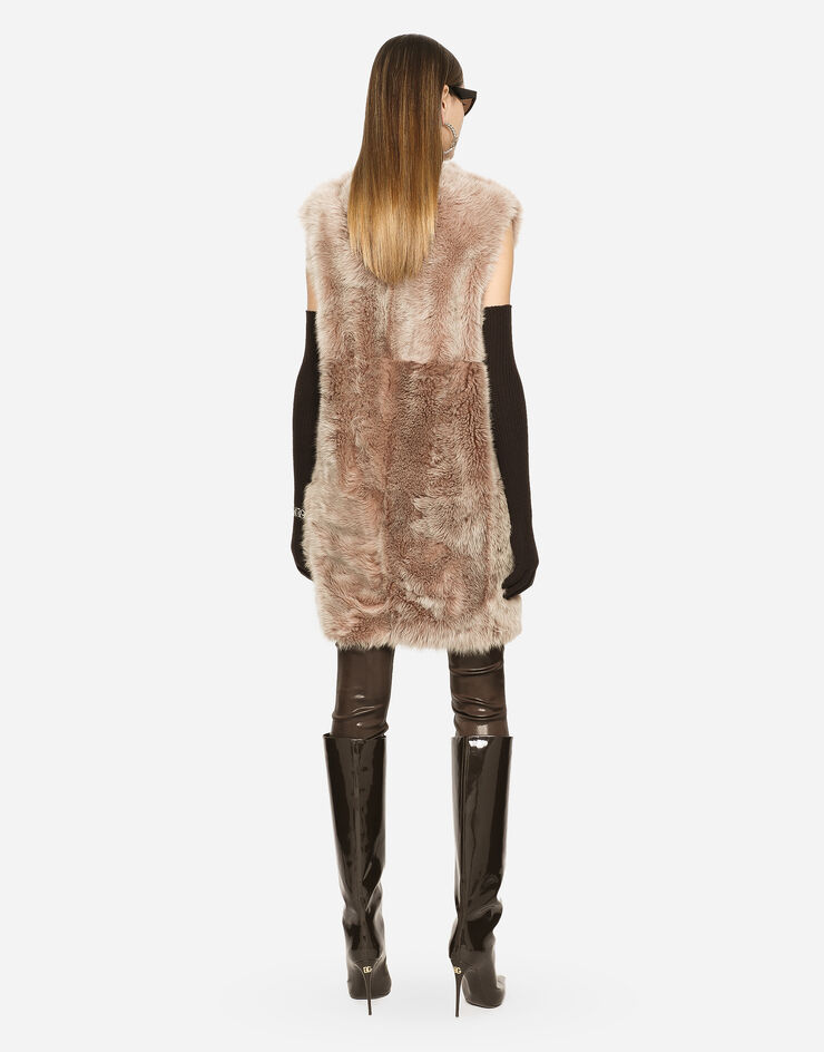 Dolce&Gabbana Shiny satin leggings with branded elastic Brown FTCNATFURMV