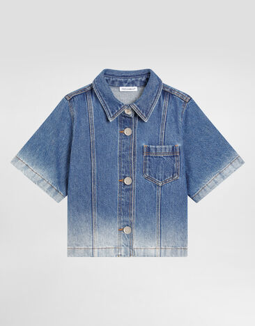 Dolce & Gabbana Kurzärmeliges Hemd aus Denim Mehrfarbig L56S42LDD32