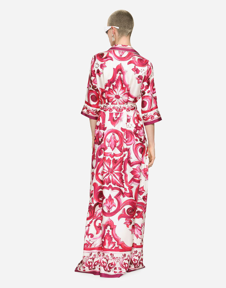 Dolce&Gabbana Long Majolica-print twill shirt dress Multicolor F0AH2THI1BD