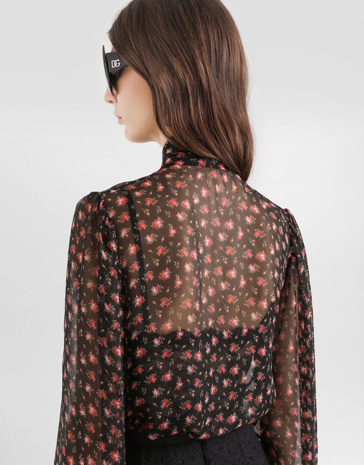 Dolce & Gabbana Small rose-print chiffon top Multicolor F7BJ2TIS10I