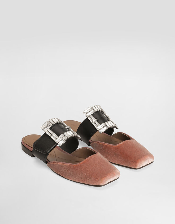 Dolce & Gabbana خف مخمل بإبزيم مرصع وردي CI0190A6503