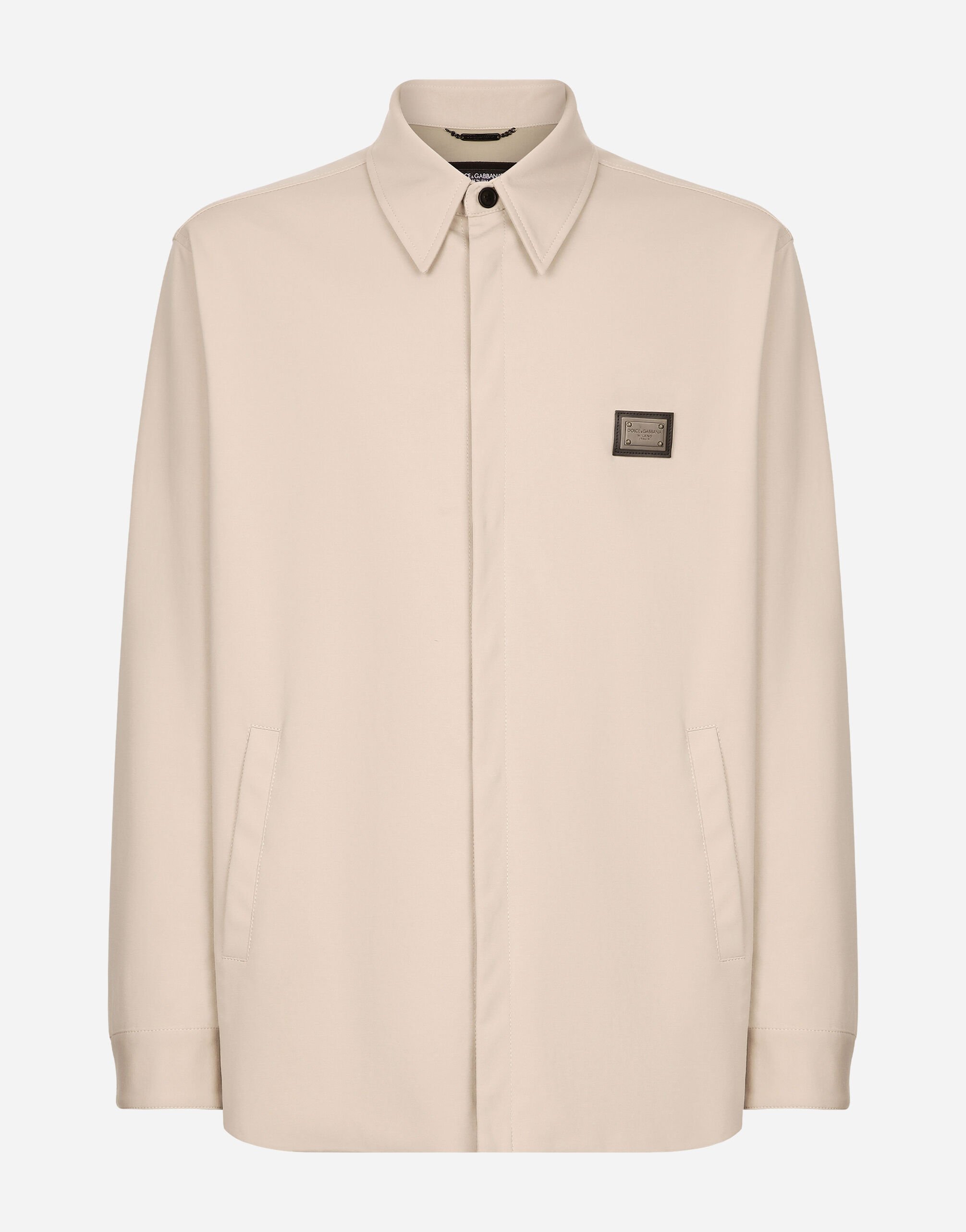 Dolce & Gabbana Camisa de tejido técnico con placa Blanco G2QU6TFU269