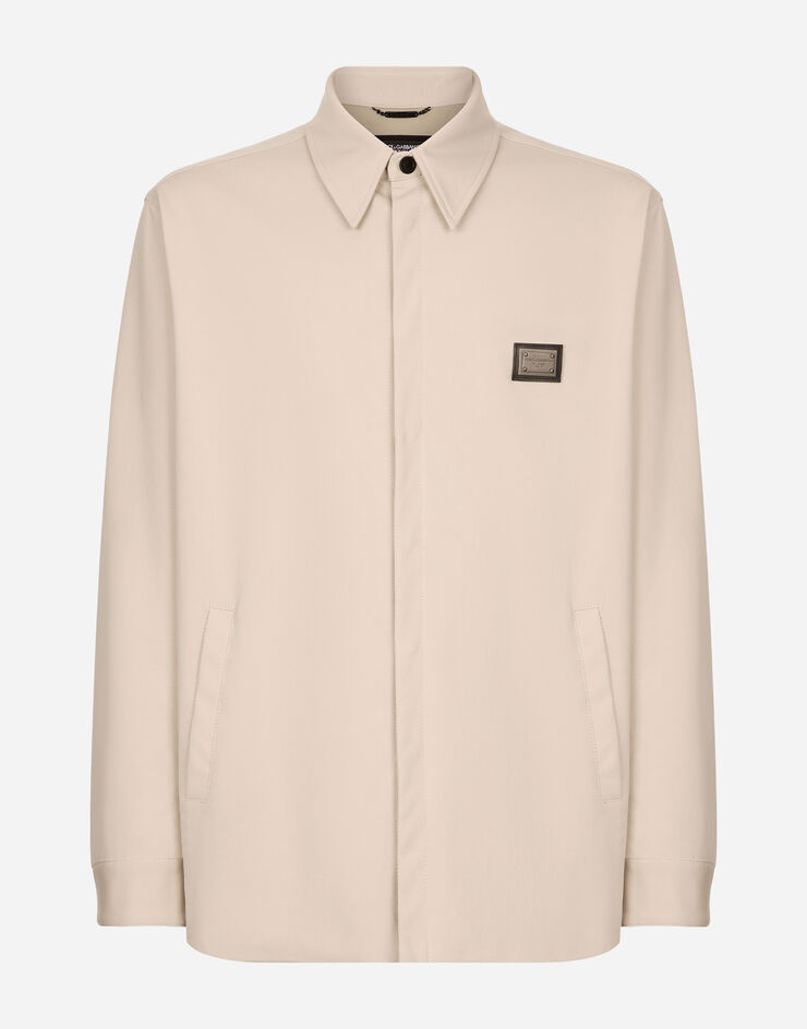 Dolce & Gabbana Camisa de tejido técnico con placa Beige G5LQ3TGH459