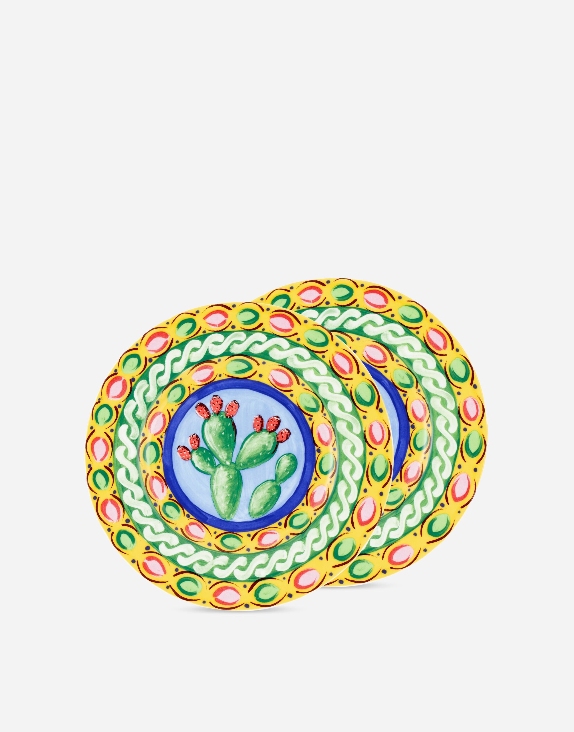 Dolce & Gabbana Conjunto de 2 platos de pan de porcelana fina Multicolore TC0S02TCA48