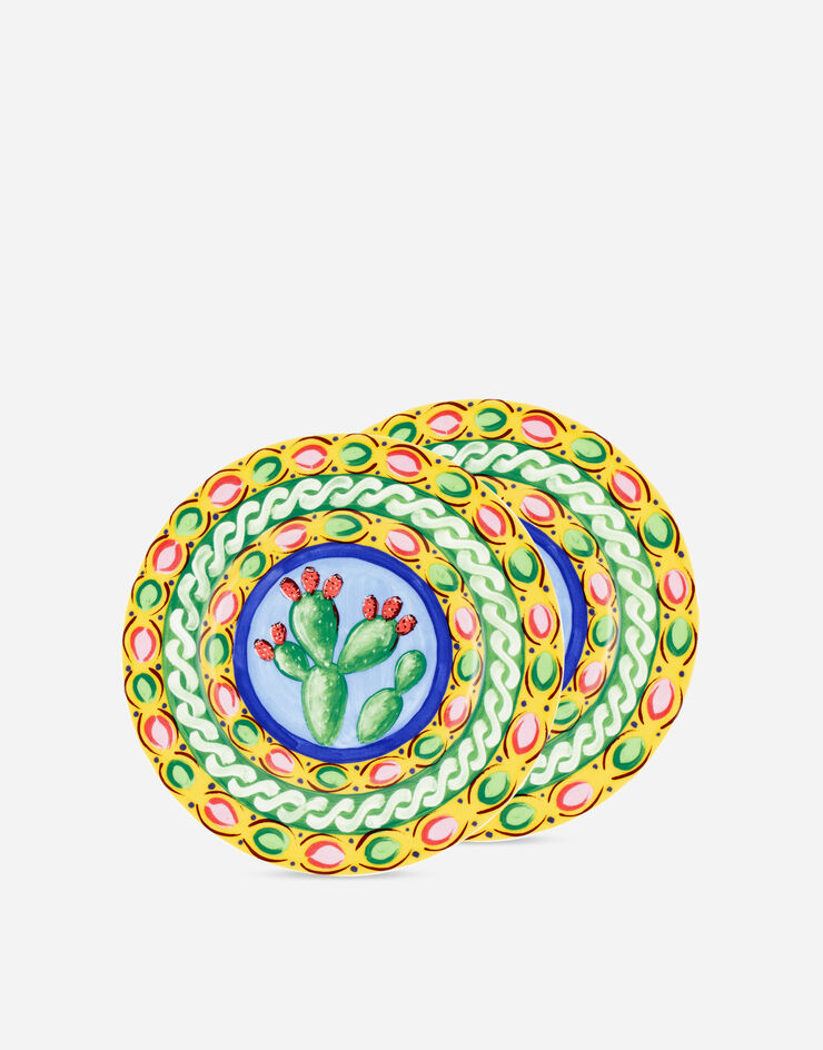 Dolce & Gabbana Conjunto de 2 platos de pan de porcelana fina Multicolor TC0S02TCA07