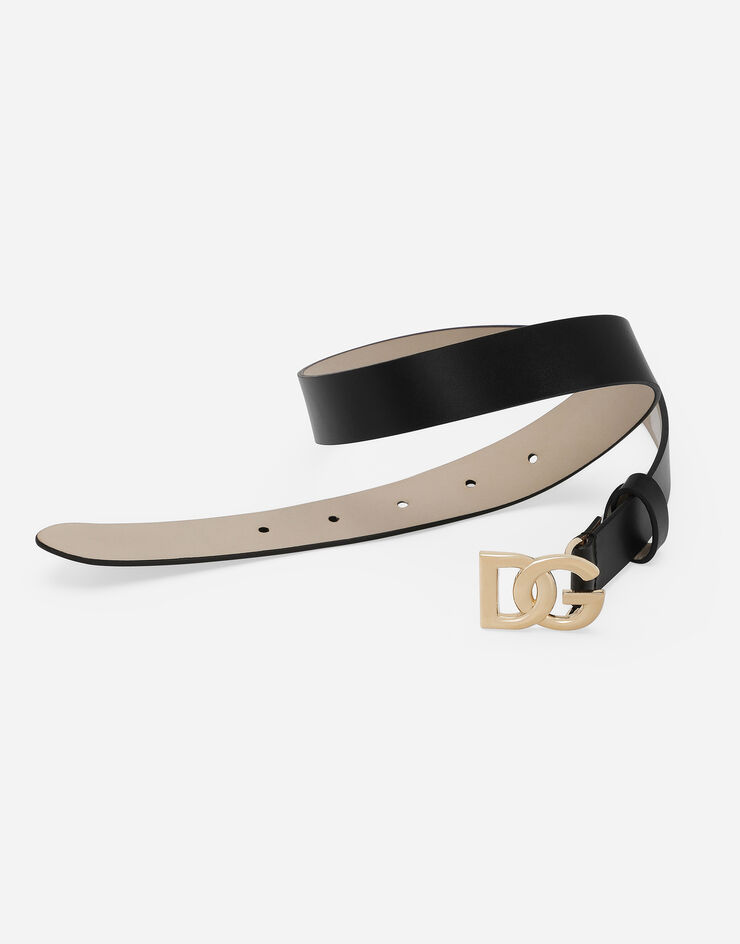 Dolce & Gabbana Calfskin belt with DG logo Black EE0068A1065