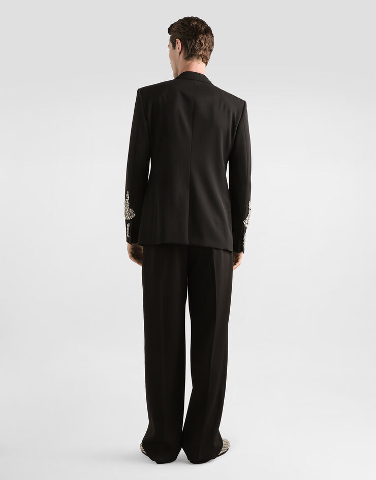 Dolce & Gabbana Single-breasted jacket with jewel embellishments Black G2QU6ZGK256