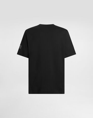 Dolce & Gabbana Short-sleeved T-shirt with vertical logo print Black G8PN9TG7M1D