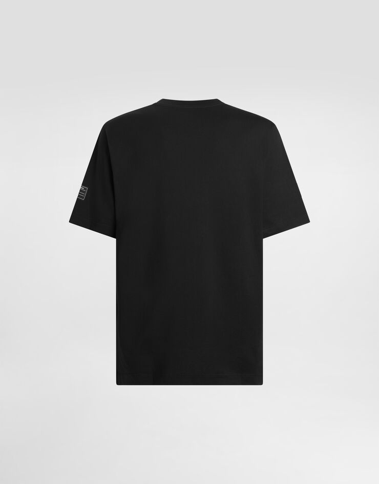 Dolce & Gabbana Short-sleeved T-shirt with vertical logo print Black G8PN9TG7M1D