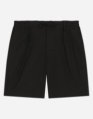 Dolce & Gabbana Stretch poplin shorts with logo tag Negro L42Q37LDC28