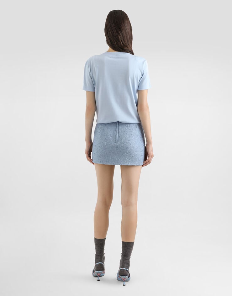 Dolce & Gabbana Jersey t-shirt with embroidery Azure F8V42ZGDDL1