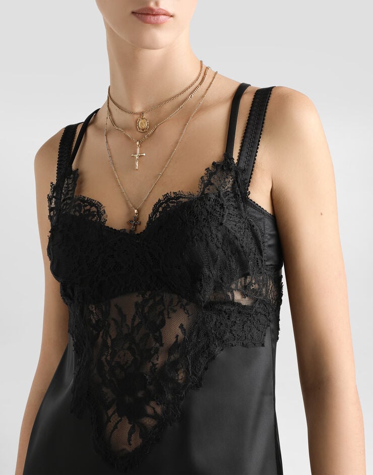 Dolce & Gabbana Combinette en satin et dentelle Noir O6A47TON05R