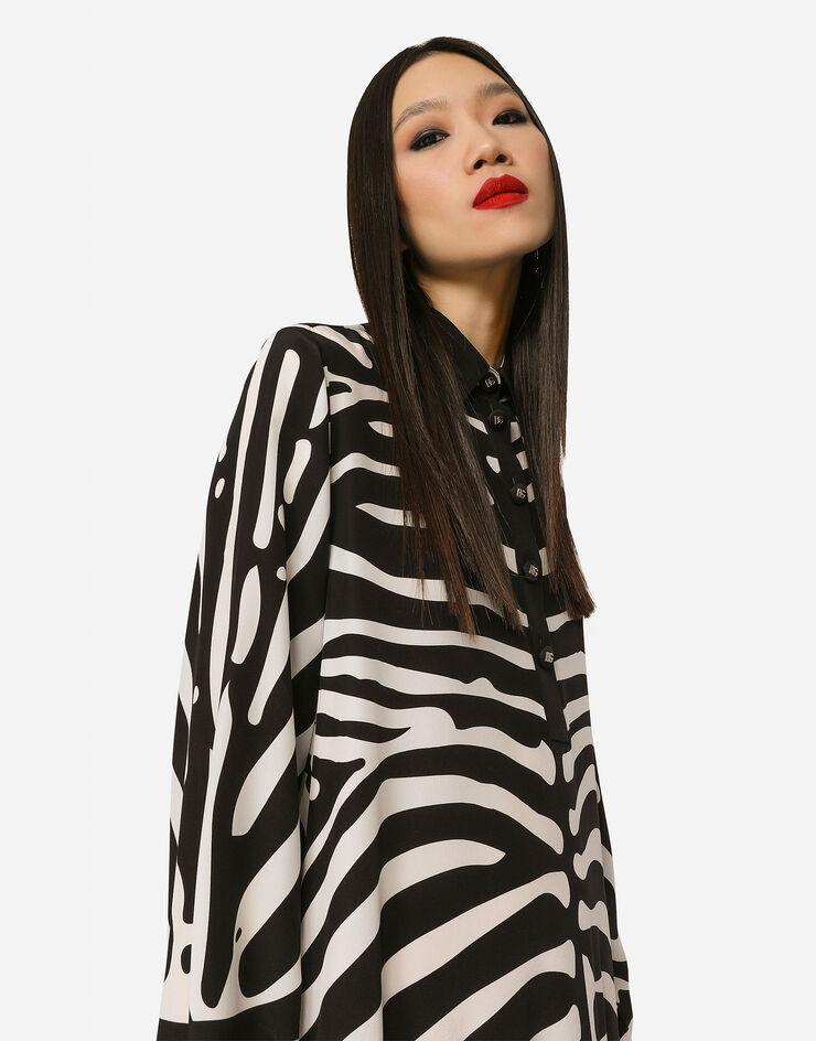 Dolce & Gabbana Kaftan aus Crêpe de Chine Zebraprint Mehrfarbig F6AFATHI1DU