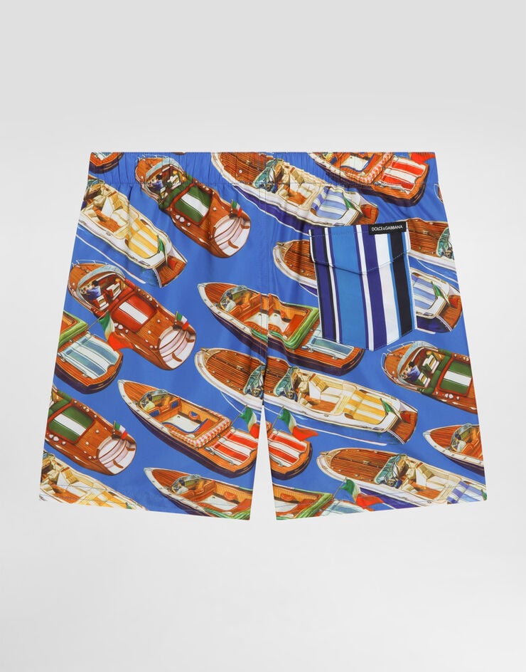 Dolce & Gabbana Medium nylon swim shorts with motorboat print and stripes Dolce & Gabbana Medium nylon swim shorts with motorboat print and stripes Multicolor L4J818ON0D4