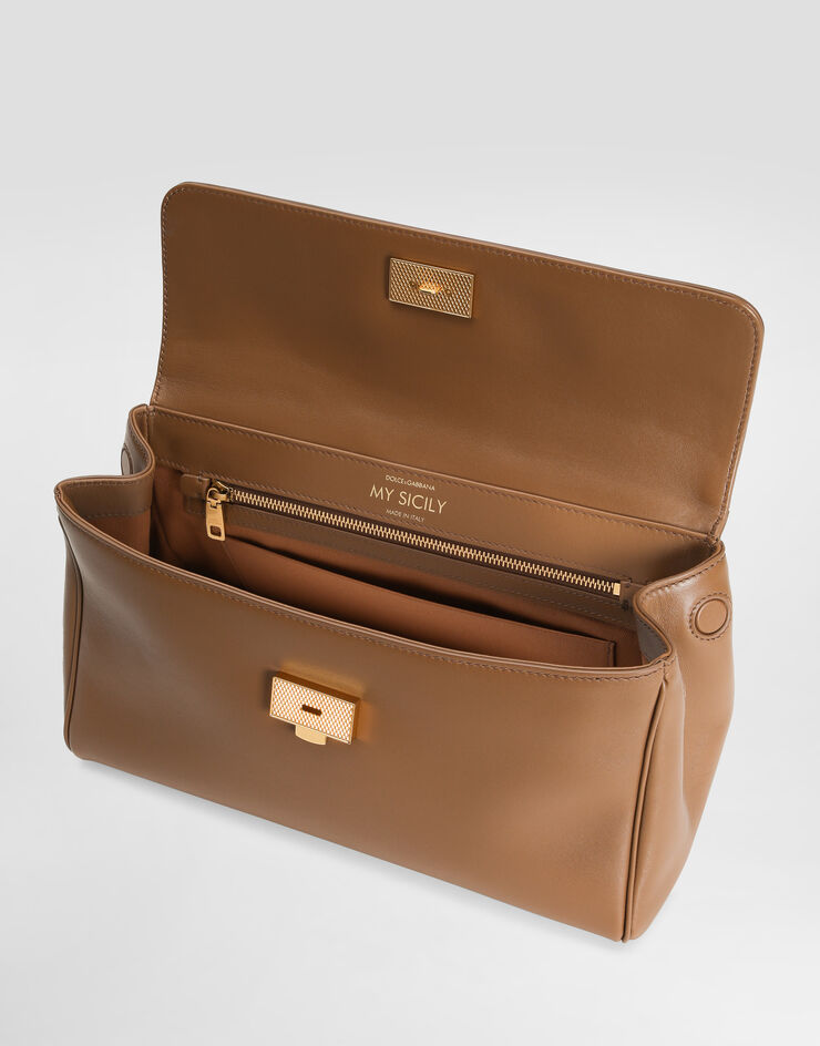 Dolce & Gabbana Medium My Sicily handbag in plongé calfskin Brown BB7782B7321