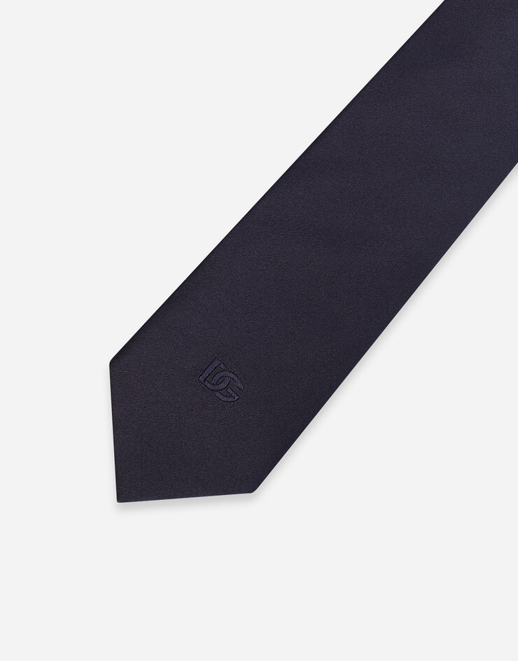 Dolce&Gabbana 6-cm silk blade tie with DG logo embroidery Blue GT149EG0UBU