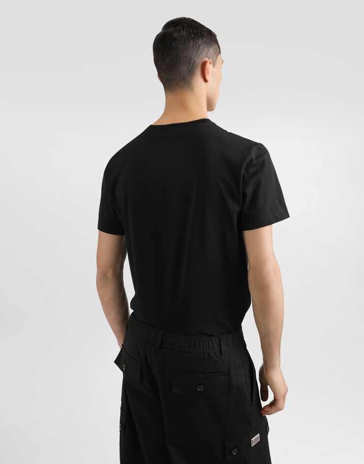 Dolce & Gabbana ロゴプレート コットン Tシャツ ブラック G8RN8TG7N7A