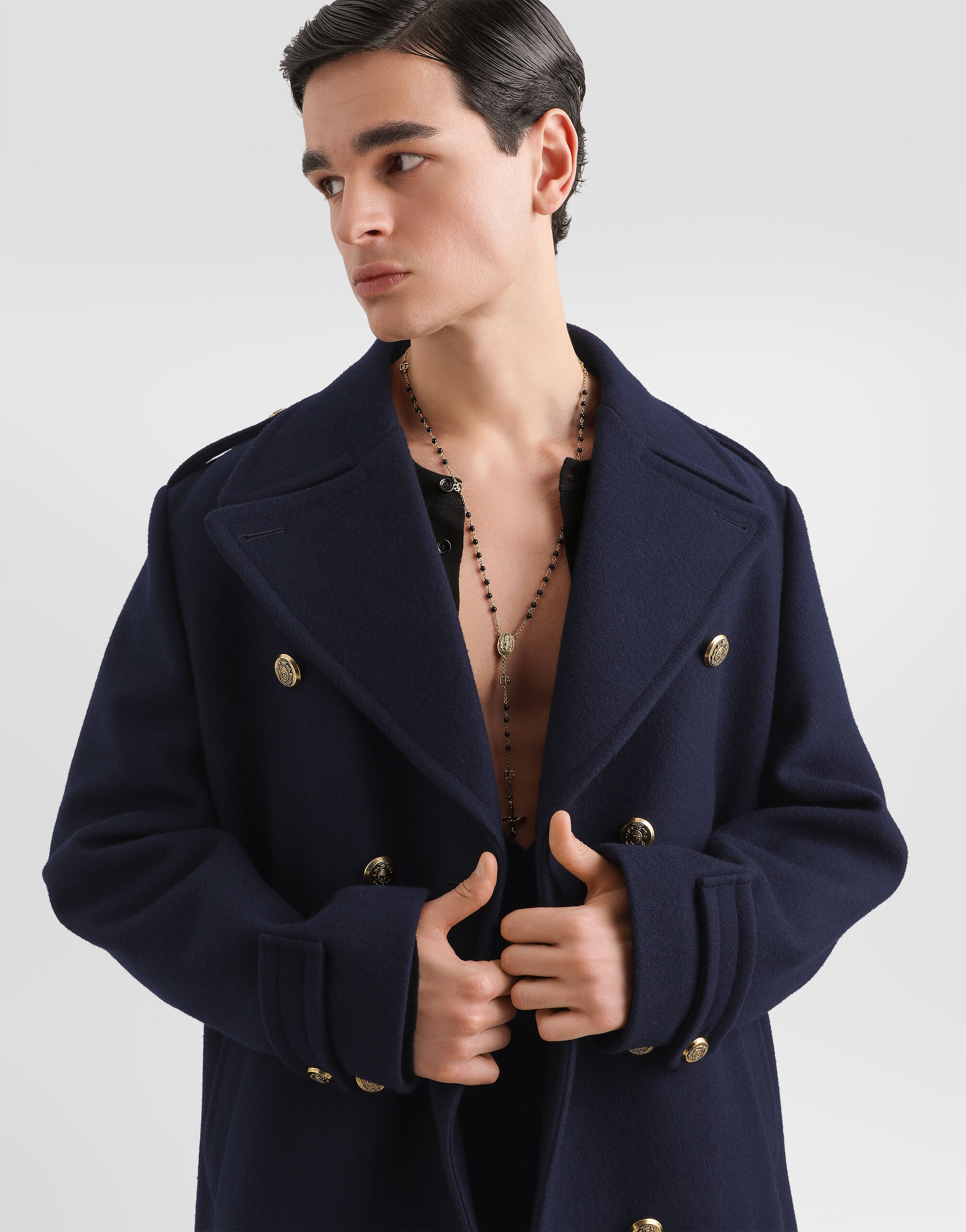 DOLCE & GABBANA ウール チェスター コート ドルガバ X2860 Double-breasted wool coat in Blue for Men | Dolce&Gabbana®