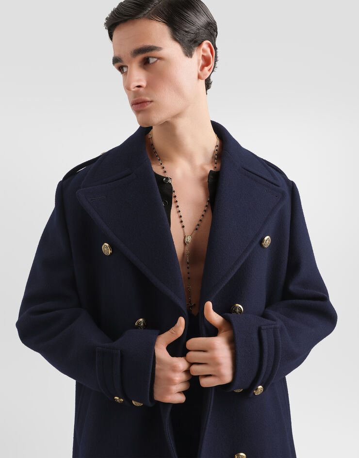 Dolce & Gabbana معطف مزدوج الصدر من صوف Blue G058MTHU2DA