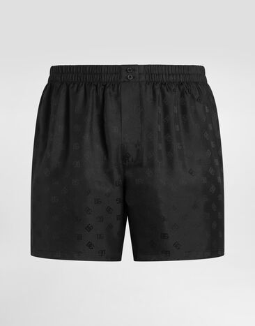 Dolce & Gabbana بوكسر جاكار حرير بشعار DG أسود M3A12TFJ1JY