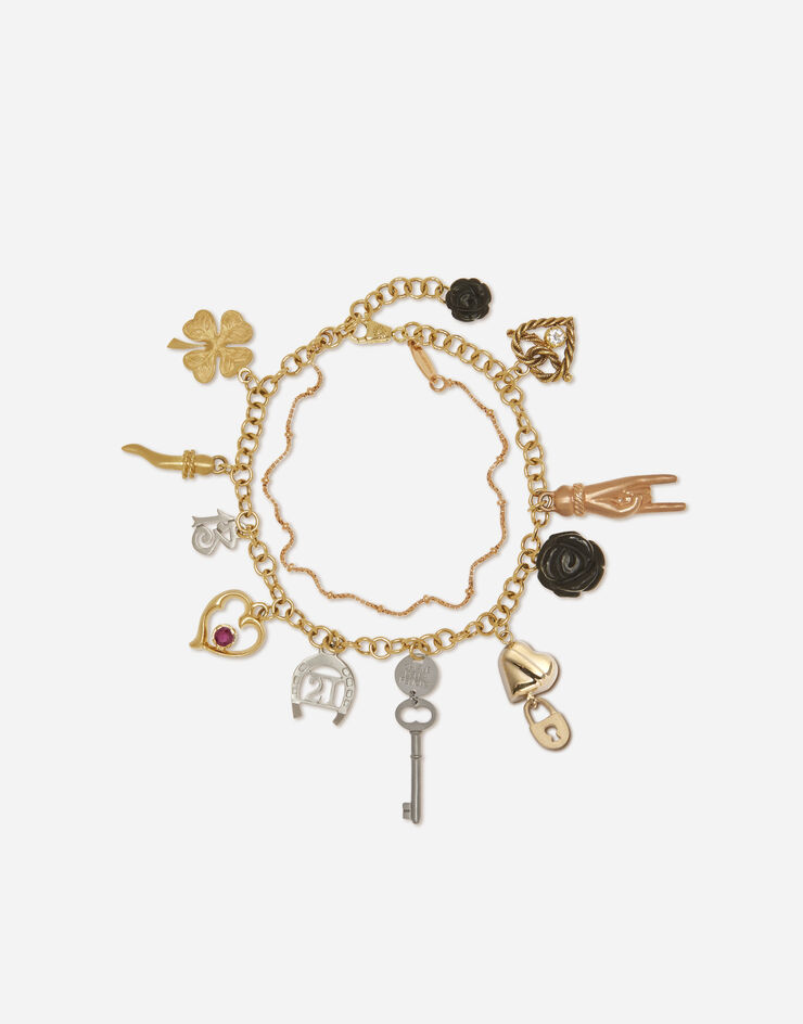 Dolce & Gabbana Family bracelet in yellow, white and red gold with black jades and ruby Gold WBDF1GW0001