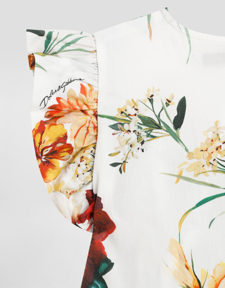 Dolce & Gabbana Kleid aus Popeline mit Blumenprint Drucken L53DW2HS5TV