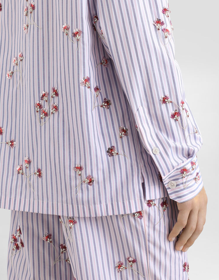 Dolce & Gabbana Cotton and silk vanity shirt with embroidery Multicolor G5OI2ZGK192