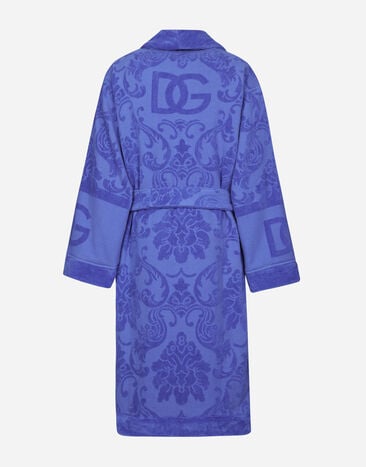 Dolce & Gabbana Bath Robe in Terry Cotton Jacquard Multicolor TCF009TCAGM