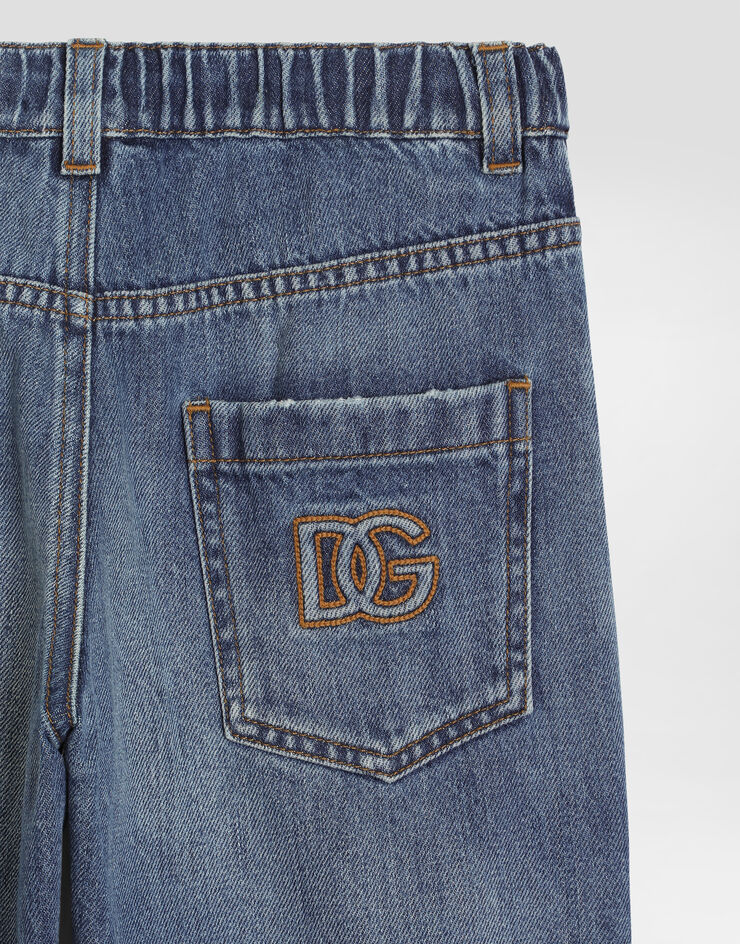 Dolce & Gabbana Denim bermuda shorts with logo Blue L44Q31LDE06