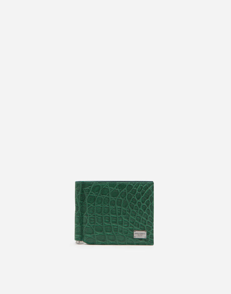 Dolce & Gabbana Crocodile bifold wallet with money clip and branded tag Green BP1920A2123