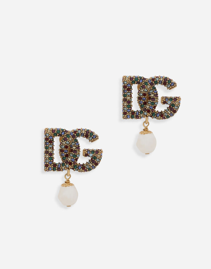 Dolce & Gabbana DG-logo earrings with colorful rhinestones and pearls Multicolore WEO6C1W1111