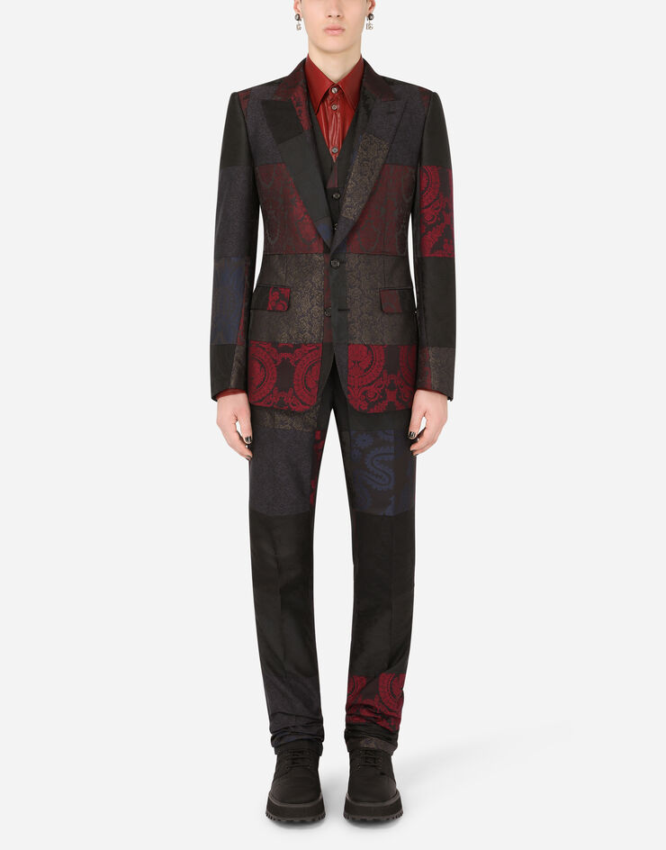 Jacquard patchwork Sicilia-fit suit in Multicolor for Men | Dolce&Gabbana®