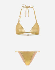 Dolce & Gabbana Triangle bikini with DG logo Gold F6DFCTFLMII