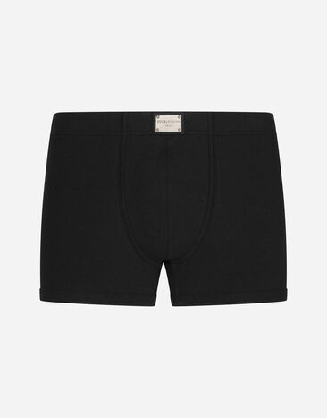 Dolce & Gabbana Bóxer de algodón bielástico con placa con logotipo Negro M4E28JOUAIG
