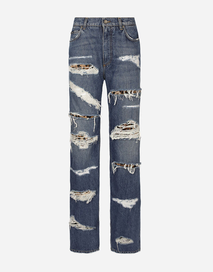 Dolce&Gabbana Loose-fit jeans with ripped details Multicolor FTCGNDG8JU7