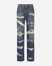 Dolce&Gabbana Loose-fit jeans with ripped details Beige F7W98TFUWDU