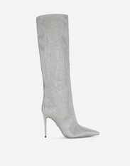 Dolce & Gabbana KIM DOLCE&GABBANA Satin boots with fusible rhinestones Grey CT0959AM237