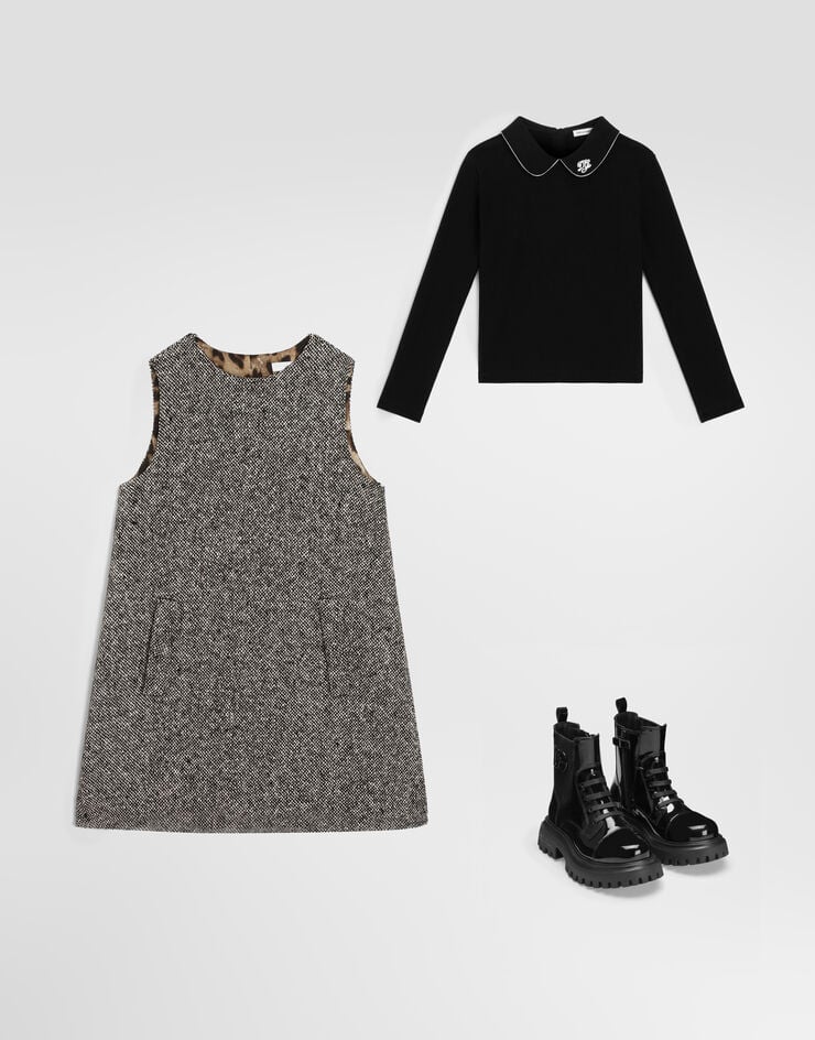 Dolce & Gabbana تي شيرت من قماش إنترلوك أسود L5JTPIG7Q3G