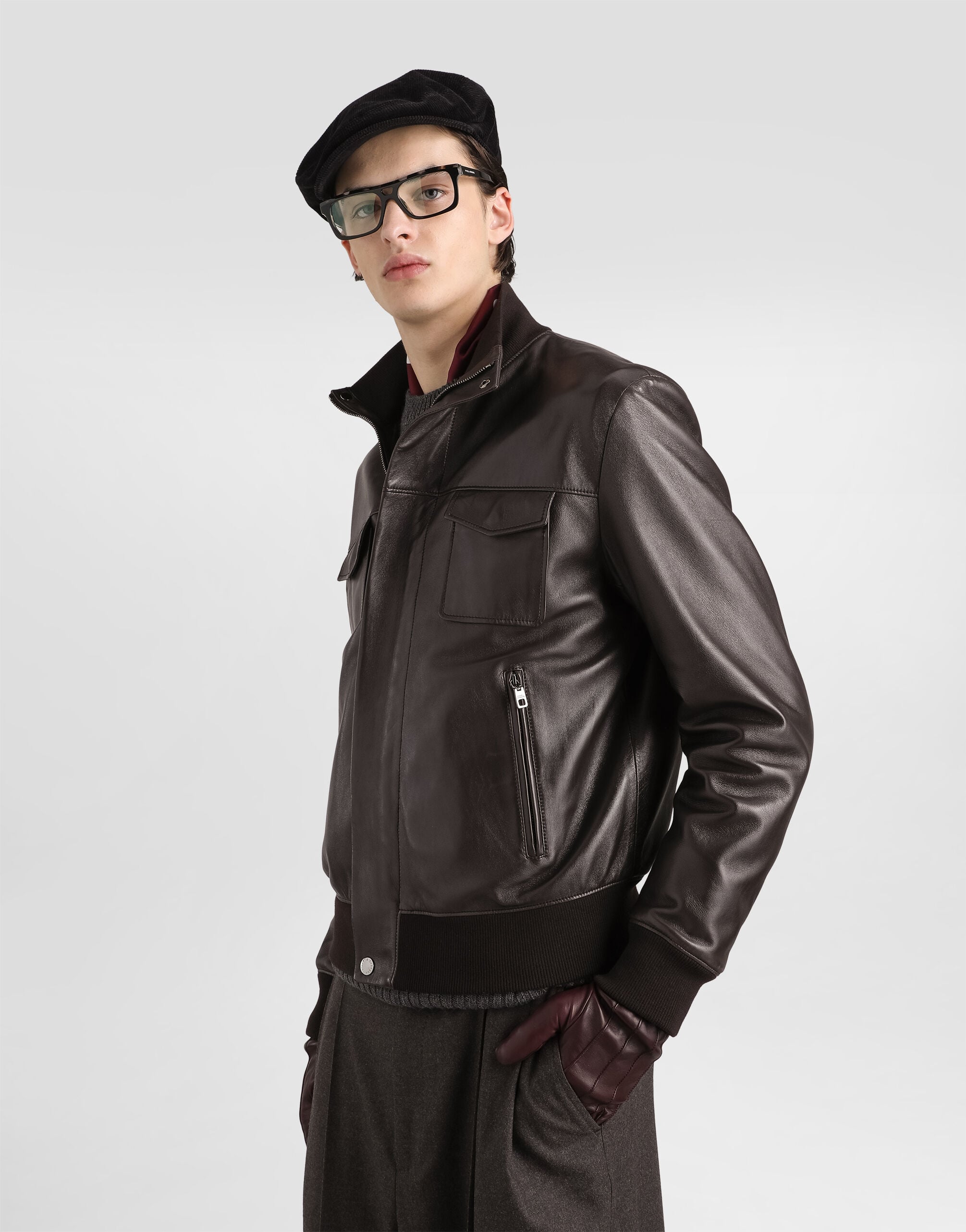 ブラウンのメンズ Lambskin bomber jacket | Dolce&Gabbana®