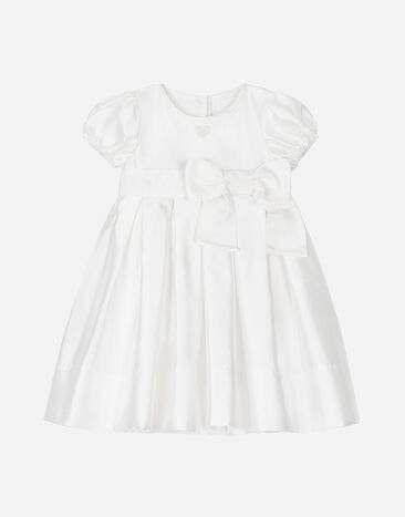 Dolce & Gabbana Empire-line silk mikado christening dress with short sleeves Print L23DI5FI5JW