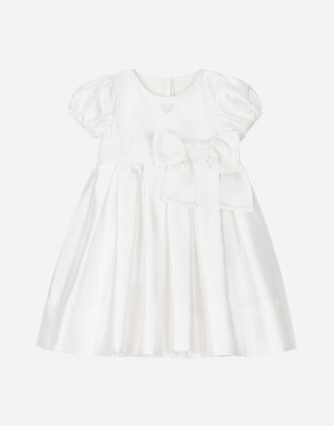 Dolce & Gabbana Taufkleid im Empire-Stil aus Mikadoseide mit kurzem Arm Weiss L0EGG2FU1L6